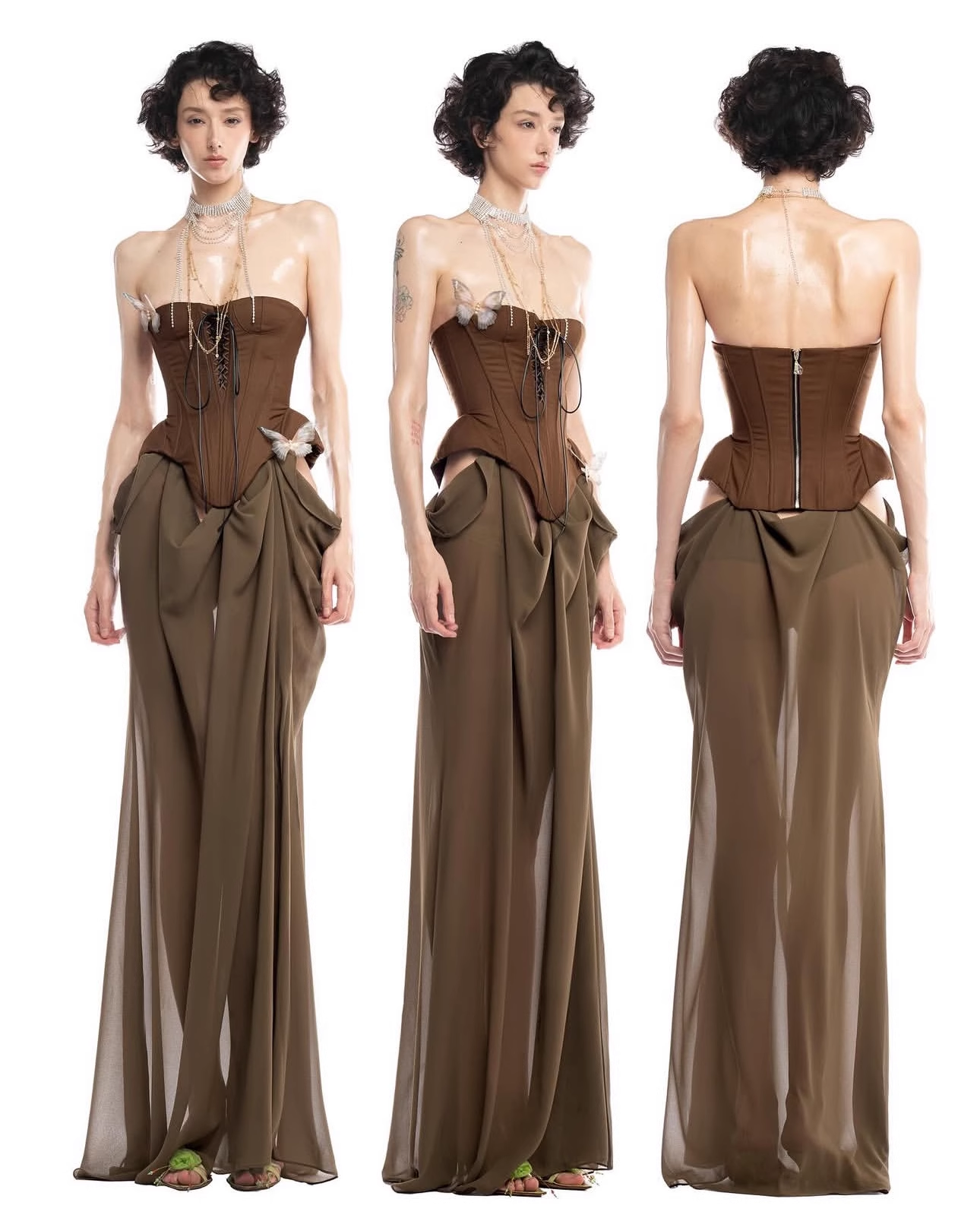 Fashion Strapless Patchwork Butterflies Design A-line Women Party Dress, D1408