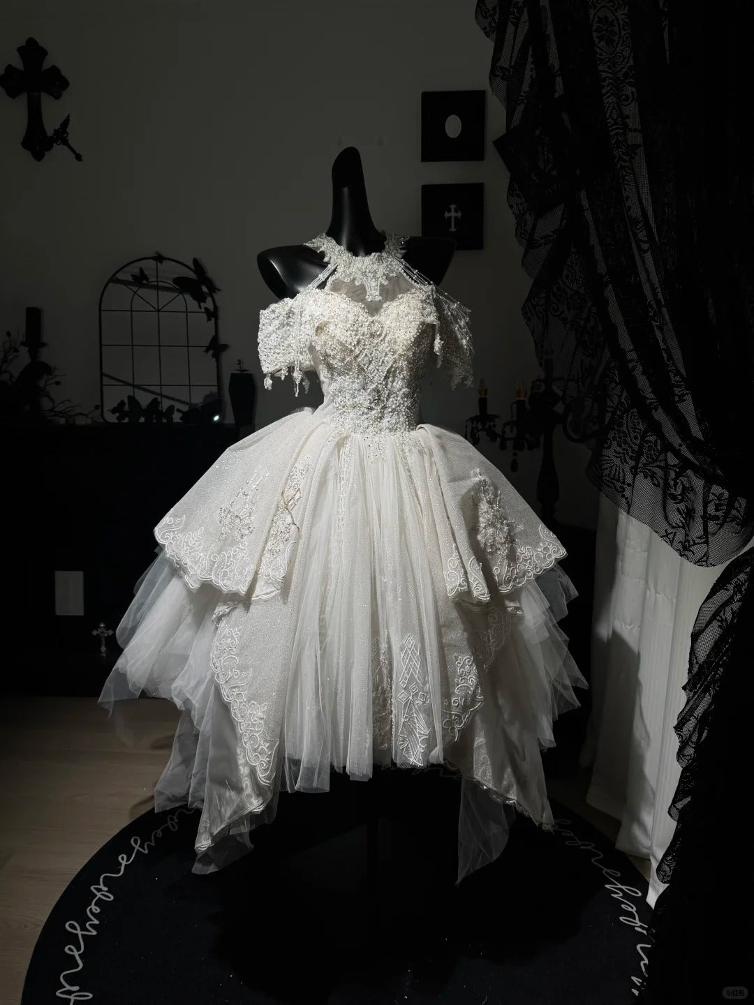 New Homecoming Dress Halter Cascade Lace Tulle Bead Sequins Back to School Outfits Party Dress Birthday Dress D7576