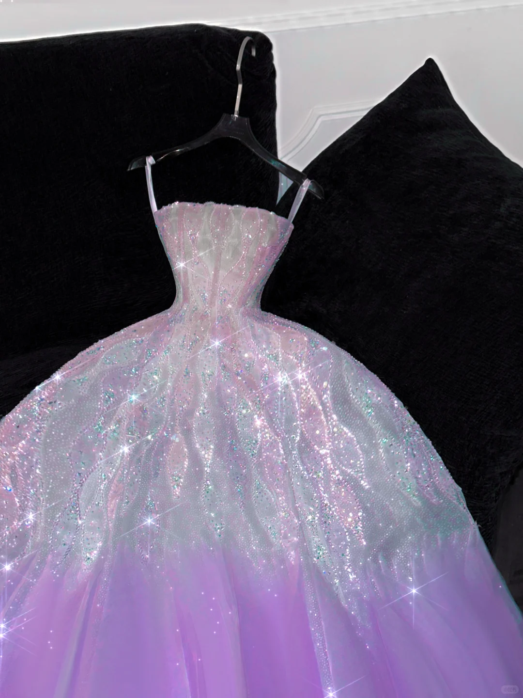 Gorgeous Purple Shiny Sequin Princess Dress Elegant A-Line Floor-length Evening Dress Prom Dresses D1661
