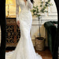 Elegant Wedding Dress V-neck Long Sleeves Mermaid Wedding Dress  D4586