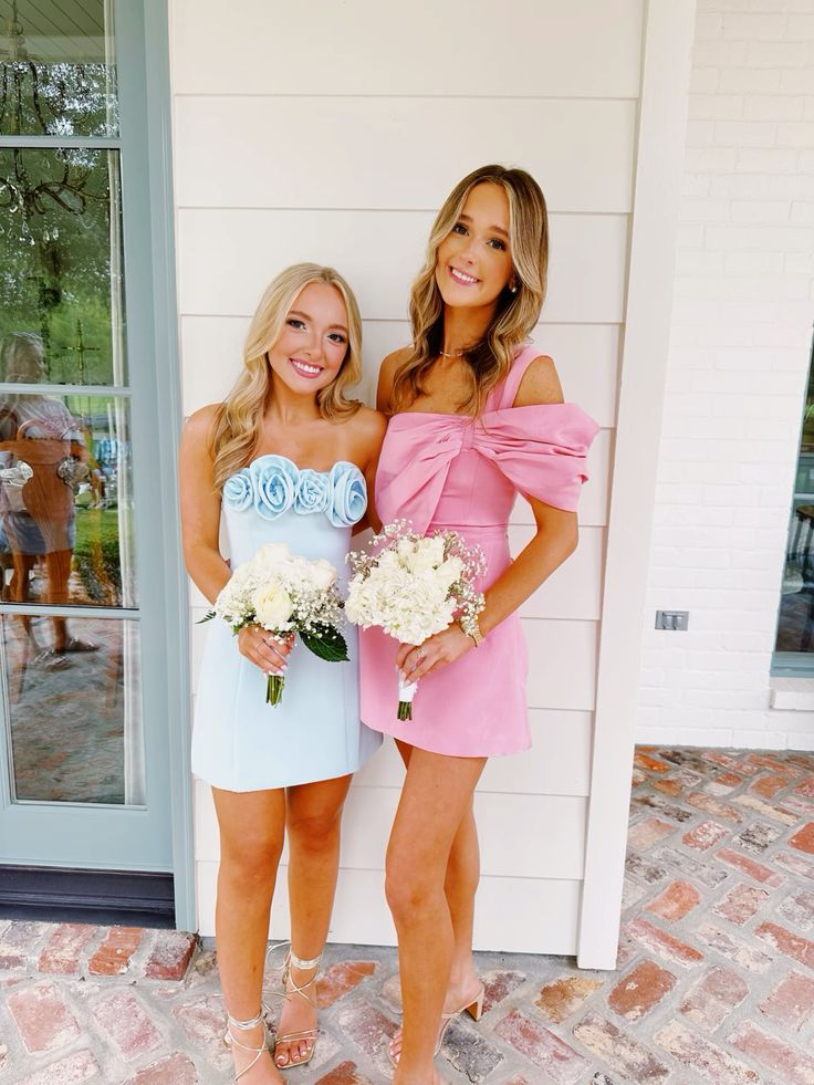 Blue Rose Strapless Sheath Short Party Dress Homecoming Dress MD7381
