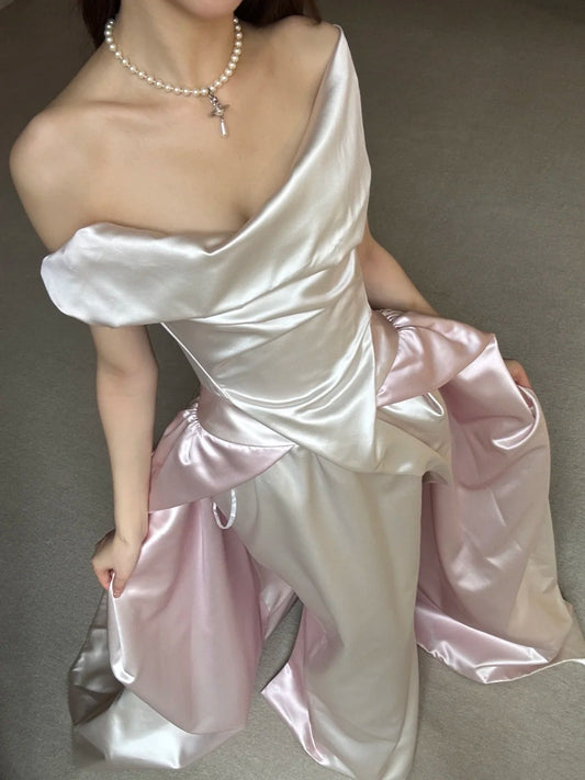 Stunning Wedding Dress Off Shoulder Pleated Wedding Dress   D4612