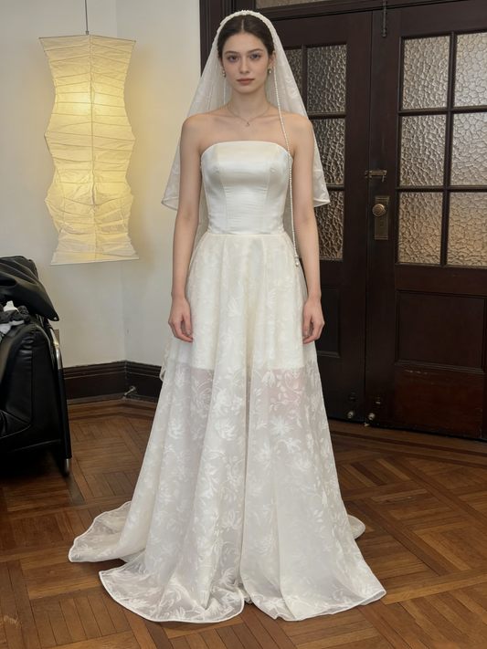 New Design Wedding Dress Strapless Pleated Wedding Dress   D4623