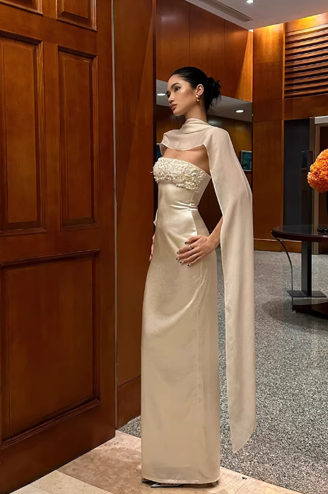 Minimalist Prom Dress Strapless Gala Dress Long Evening Dress Formal Dress   D4626