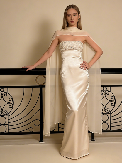 Minimalist Prom Dress Strapless Gala Dress Long Evening Dress Formal Dress   D4626