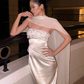Minimalist Prom Dress Strapless Gala Dress Long Evening Dress Formal Dress   D4626