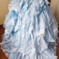 Stunning Prom Dress Light Blue Strapless Tiered Ruffle Evening Dress Quinceanera Dress Ball Gown      D4648