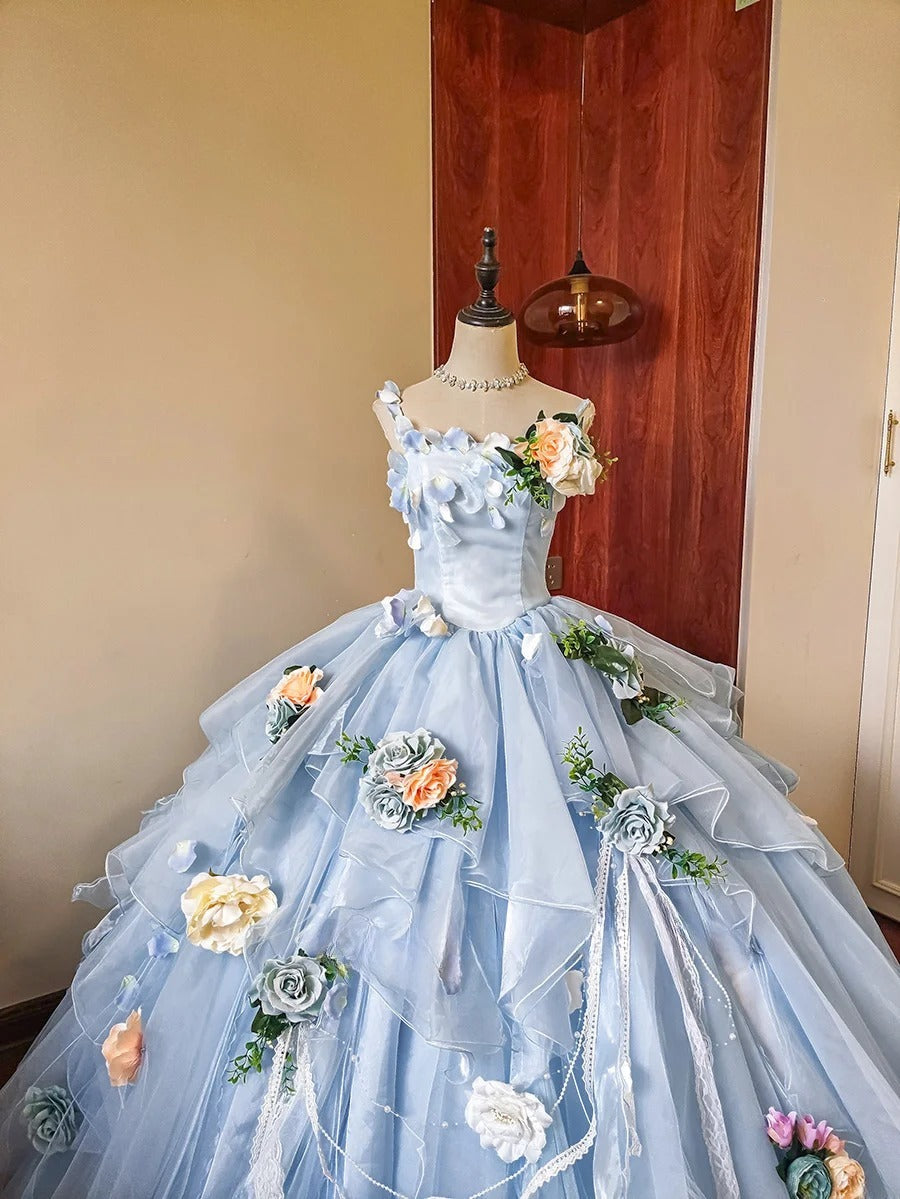 Charming Prom Dress Spaghetti Straps Pleated Tulle Evening Dress Quinceanera Dress Ball Gown      D4652