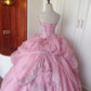 Charming Prom Dress Light Pink Strapless Pleated Tulle Evening Dress Quinceanera Dress Ball Gown      D4653