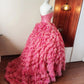Charming Prom Dress Sweetheart Ruffle Tiered Evening Dress Sweet 16 Dress Ball Gown      D4657