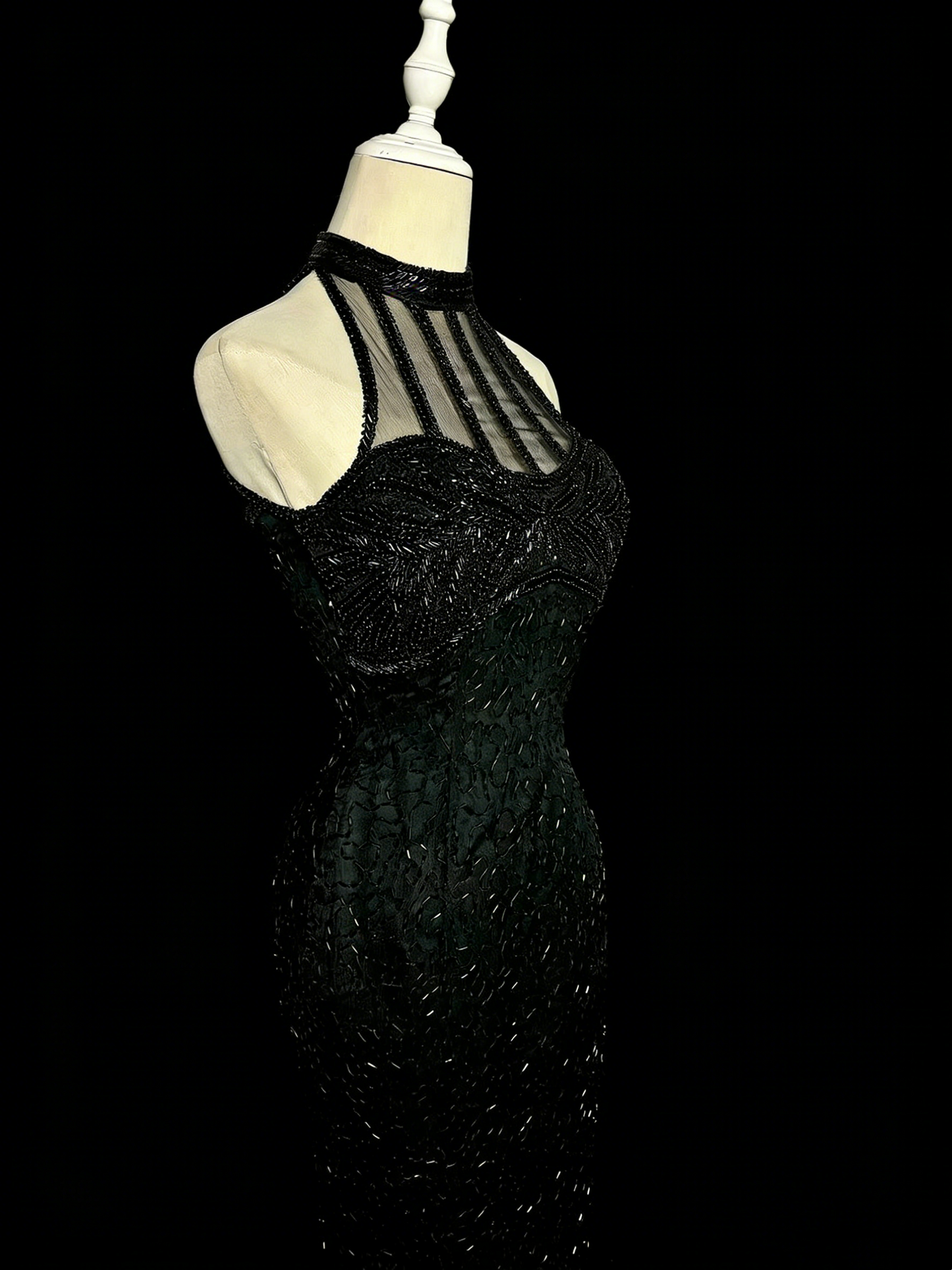 Sexy Prom Dress Black Crew Neck Fitted Beading Cocktail Dress Evening Dress Wedding Guest Dress      D4659