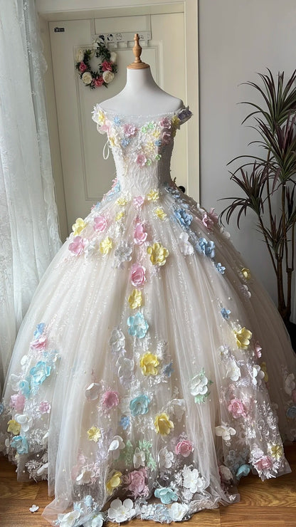 Atemberaubendes hellblaues Abendkleid aus plissiertem Tüll mit V-Ausschnitt, ideal für Quinceañera und Ball (Modell D4654)