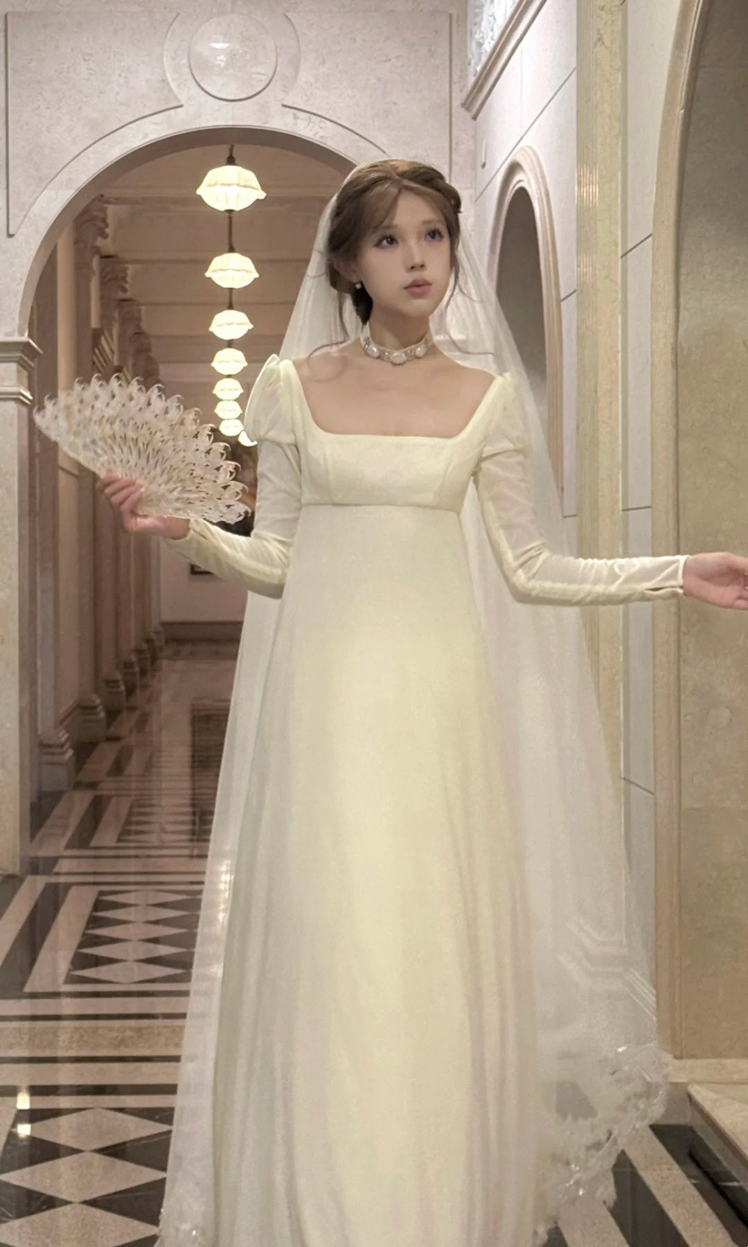 Charming Wedding Dress A Line Square Neck Wedding Dress  D4685