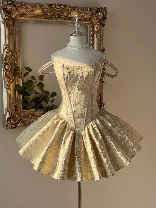 Beautiful Homecoming Dress Off the Shoulder Backless Pleated Back to School Outfits Party Dress D7163