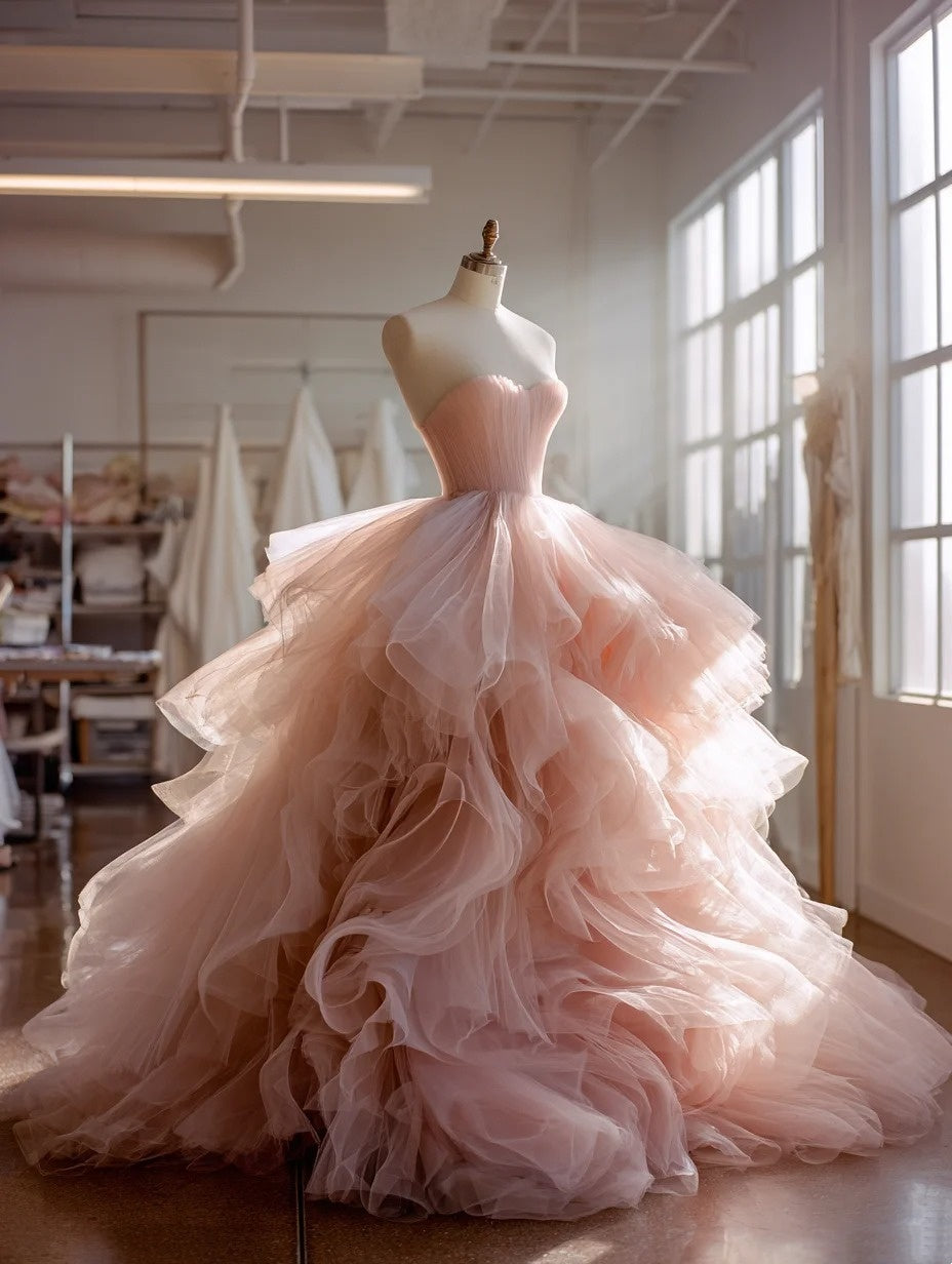 Robe de bal sublime bleu clair, col en V, tulle plissé, robe de soirée, robe de quinceañera, robe de bal D4654