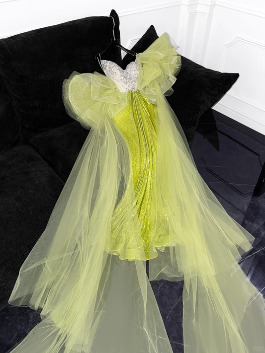 Sparkling  Green Sequined Design Elegant Mermaid Prom Dress Evening Dress D1693