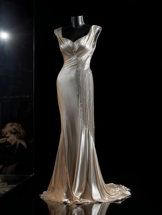 Glänzendes Ballkleid mit herzförmigem Pailletten-Meerjungfrauen-Abendkleid, Galakleid, Geburtstagspartykleid, D3415