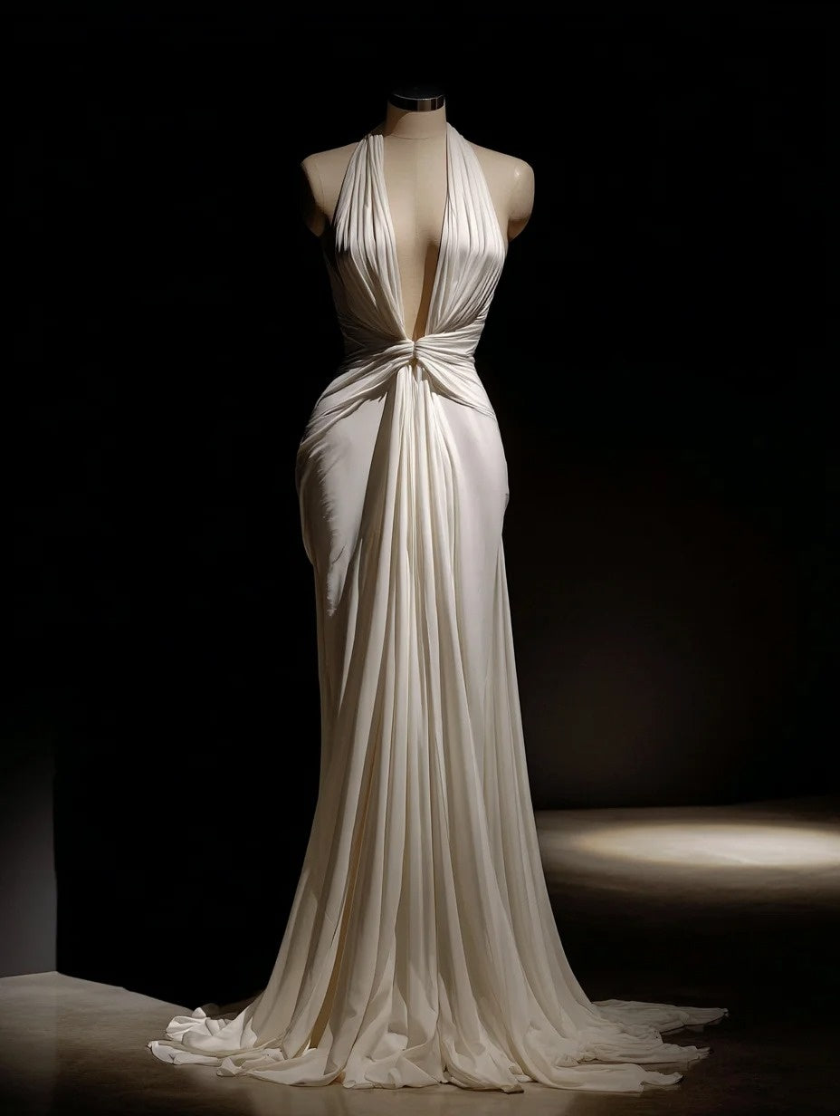 Elegant Prom Dress V-neck Pleated Mermaid Formal Dresses Gala Gown Evening Dress  D4716