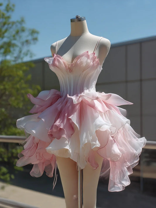 Robe de soirée courte plissée à bretelles spaghetti, tenue de soirée d'anniversaire, robe de cocktail D3339