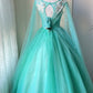 Elegant Ball Gown Crew Neck Tulle Prom Dresses Evening Gala Gown Birthday Party Dress       D4740