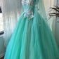 Elegant Ball Gown Crew Neck Tulle Prom Dresses Evening Gala Gown Birthday Party Dress       D4740