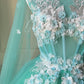 Elegant Ball Gown Crew Neck Tulle Prom Dresses Evening Gala Gown Birthday Party Dress       D4740