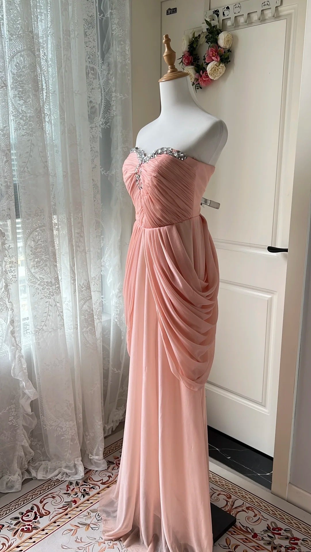 Robe de bal brillante à paillettes et col en cœur, robe de soirée sirène, robe de gala, robe de fête d'anniversaire, D3415
