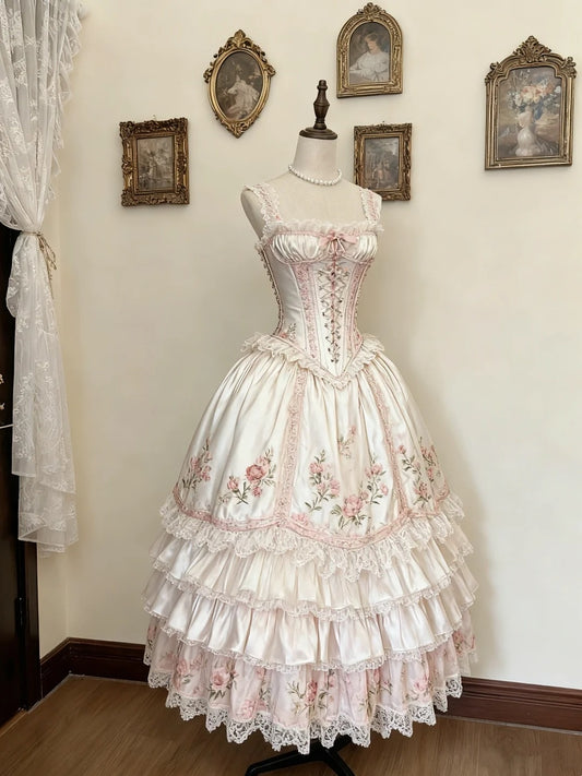 Sweet Ball Gown Straps Pleated Tiered Prom Dresses Evening Gala Gown Quinceanera Dress       D4748