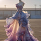 Ombre Prom Dress Asymmetrical Neck Ruffle Pleated Birthday Party Outfits Evening Dress Gala Gown  D4771
