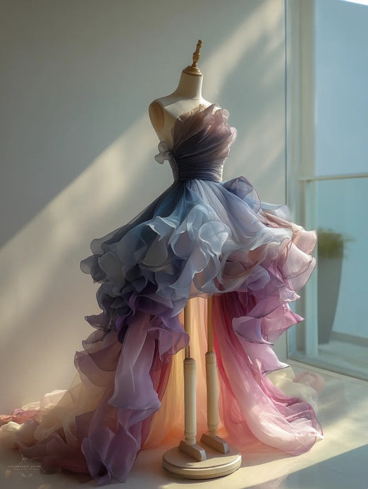 2026 A Line Homecoming Dress Ombre Strapless Short Back to School Prom Dress Birthday Outfits  D4780