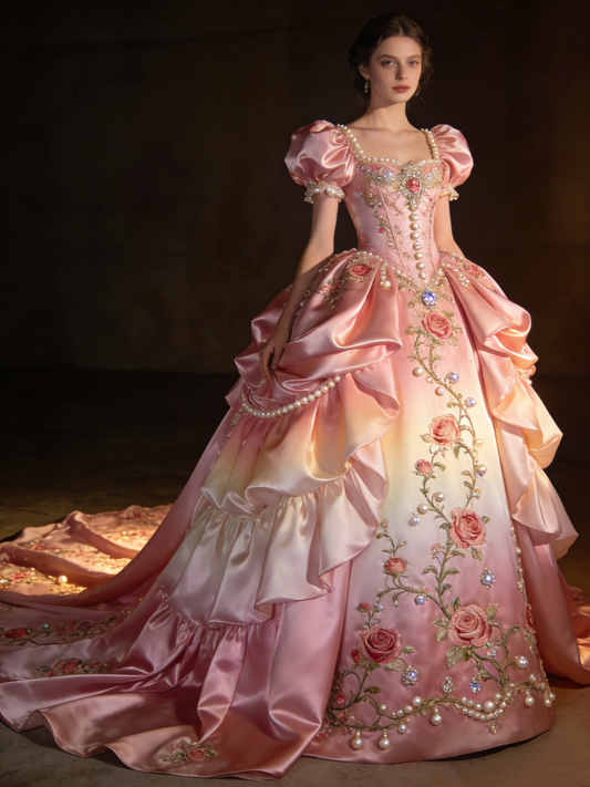 Gorgeous Ball Gown Pink Square Neck Pleated Prom Dresses Sweet 16 Dress Evening Gala Gown      D4786