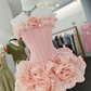 Pretty Homecoming Dress Strapless Flower Back to School Outfits Party Dress  D6578