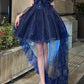 Unique Homecoming Dress Spaghetti Strap Sequins Bowknot Hi-Lo Back to School Outfits Party Dress D7759