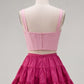 Unique Homecoming Dress Spaghetti Strap V Neck Two Pieces Back to School Outfits Party Dress D7812