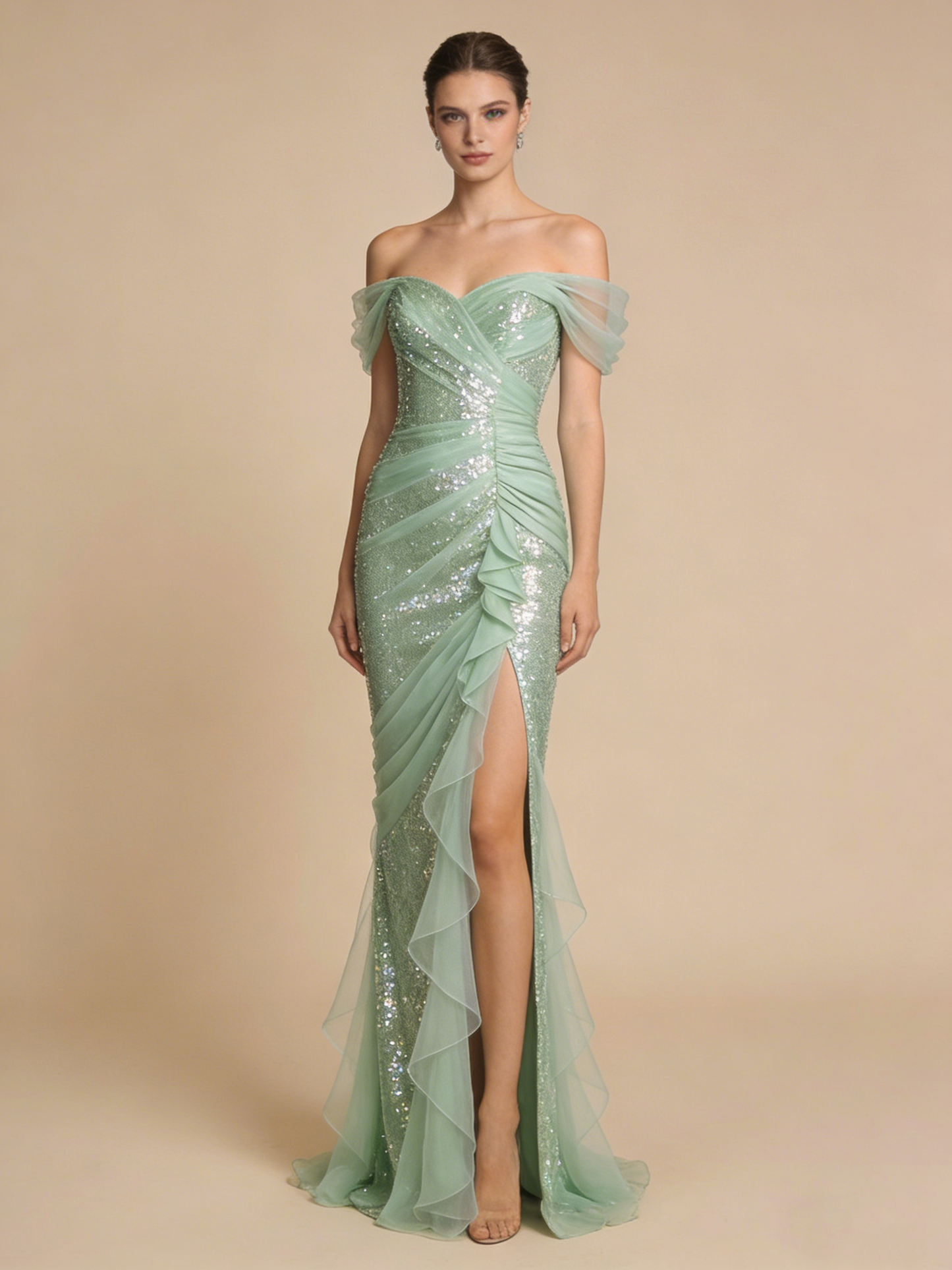 Robe de bal brillante à paillettes et col en cœur, robe de soirée sirène, robe de gala, robe de fête d'anniversaire, D3415