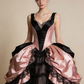 Chic Ball Gown Black Pink Straps Pleated Lace Prom Dresses Quinceanera Dress Evening Gala Gown      D4833