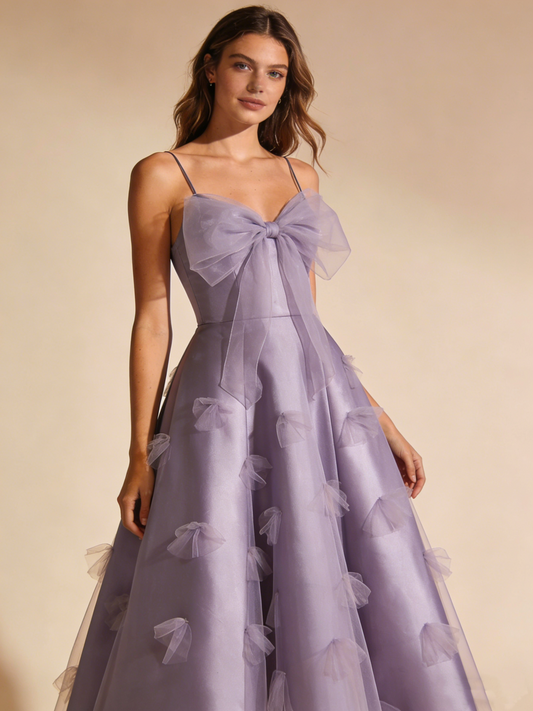 A Line Prom Dress Light Purple Spaghetti Straps Birthday Party Outfits Gala Dress Evening Gown  D4839