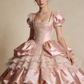 Elegant Ball Gown Light Pink Square Neck Pleated Prom Dresses 17th Dress Evening Gala Gown      D4841