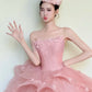 Fashion Ball Gown Light Pink Strapless Pleated Prom Dresses Sweet 16 Dress Evening Gala Gown      D4848