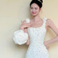 Elegant Prom Dress White Square Neck Sheath Beading Gala Dress Evening Gown Birthday Party Outfits    D4849