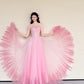 Stunning Prom Dress Pink Spaghetti Straps Pleated Tulle Gala Dress Evening Gown Birthday Party Outfits    D4852