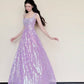 Sparking Prom Dress Light Purple Spaghetti Straps Gala Dress Evening Gown Birthday Party Outfits    D4853