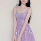 Sparking Prom Dress Light Purple Spaghetti Straps Gala Dress Evening Gown Birthday Party Outfits    D4853