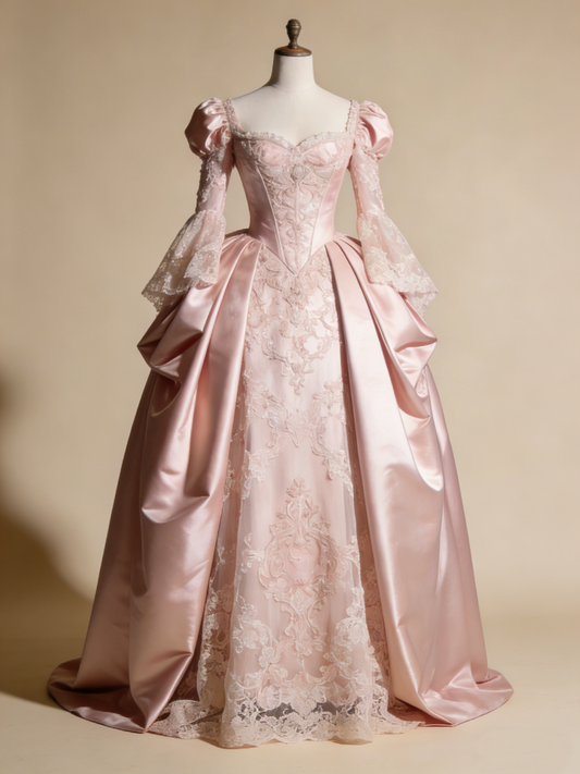 Elegant Ball Gown Light Pink Sweetheart Lace Prom Dresses Quinceanera Dress Evening Gala Gown      D4857