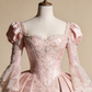 Elegant Ball Gown Light Pink Sweetheart Lace Prom Dresses Quinceanera Dress Evening Gala Gown      D4857