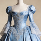 Atemberaubendes hellblaues Abendkleid aus plissiertem Tüll mit V-Ausschnitt, ideal für Quinceañera und Ball (Modell D4654)