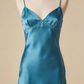 Elegant Prom Dress Satin Spaghetti Straps Pleated Gala Dress Evening Gown Cocktail Outfits    D4865