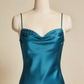 Pretty Prom Dress Satin Spaghetti Straps Ruffle Gala Dress Evening Gown Cocktail Outfits    D4866