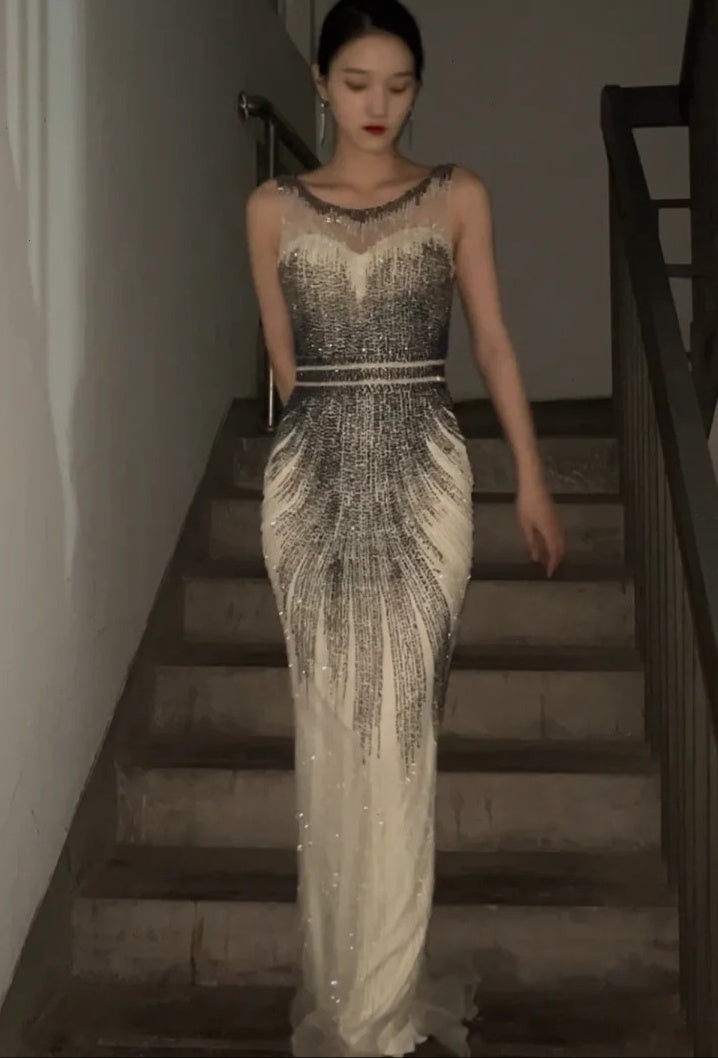 Robe de bal brillante à paillettes et col en cœur, robe de soirée sirène, robe de gala, robe de fête d'anniversaire, D3415