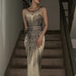 Robe de bal brillante à paillettes et col en cœur, robe de soirée sirène, robe de gala, robe de fête d'anniversaire, D3415